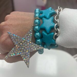 Dazzling Silver and Turquoise Star Bracelet